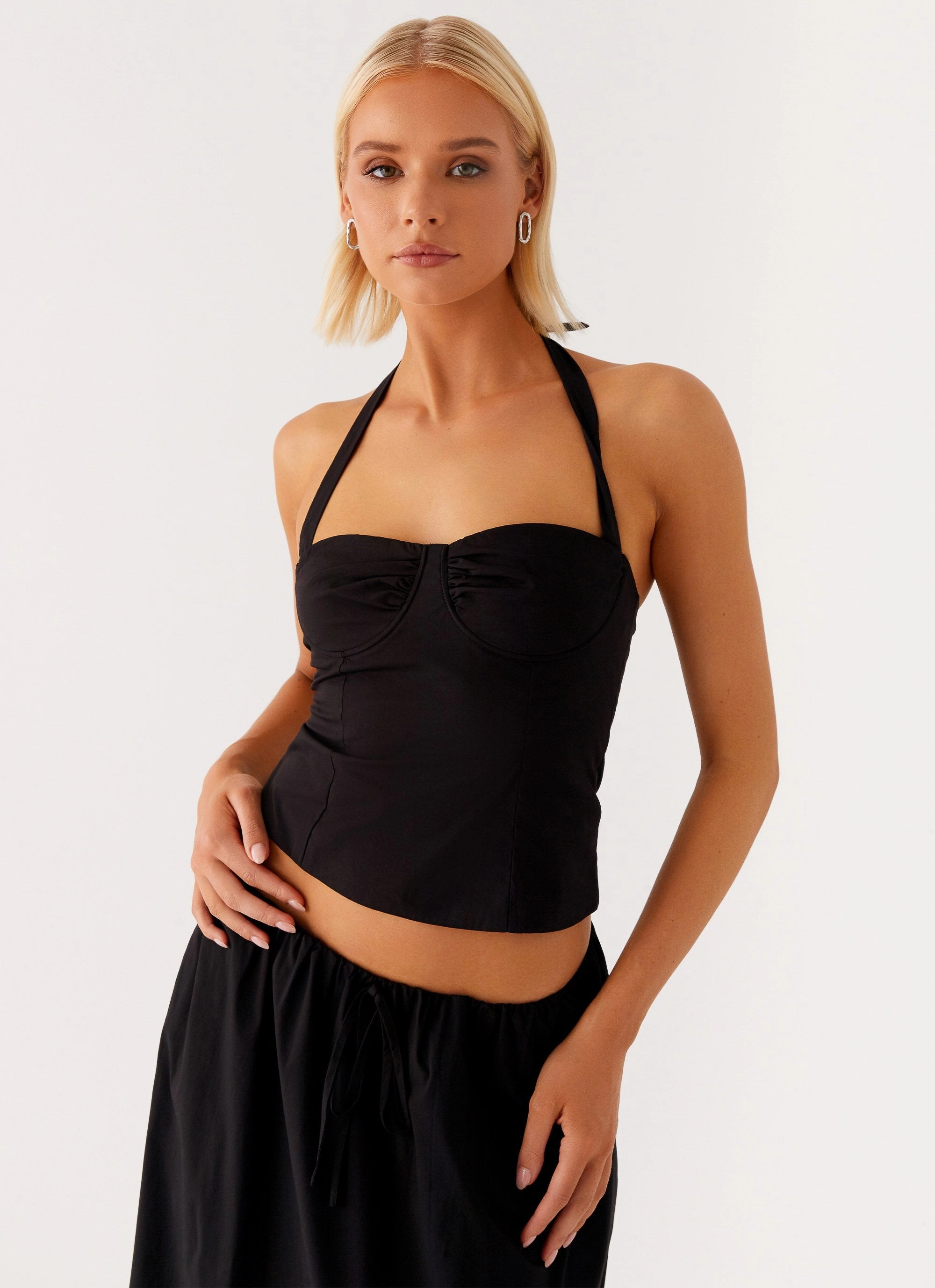 Cheryl Bustier Halter Top - Black NonIrritating AntiPillingSurface