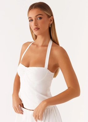 CompressionFit Soft Touch Feel Cheryl Bustier Halter Top - White
