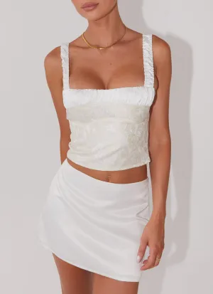 Chic Fit Sylvia Satin Mini Skirt - Ivory Sylvia Satin Mini Skirt - Ivory Everyday Look