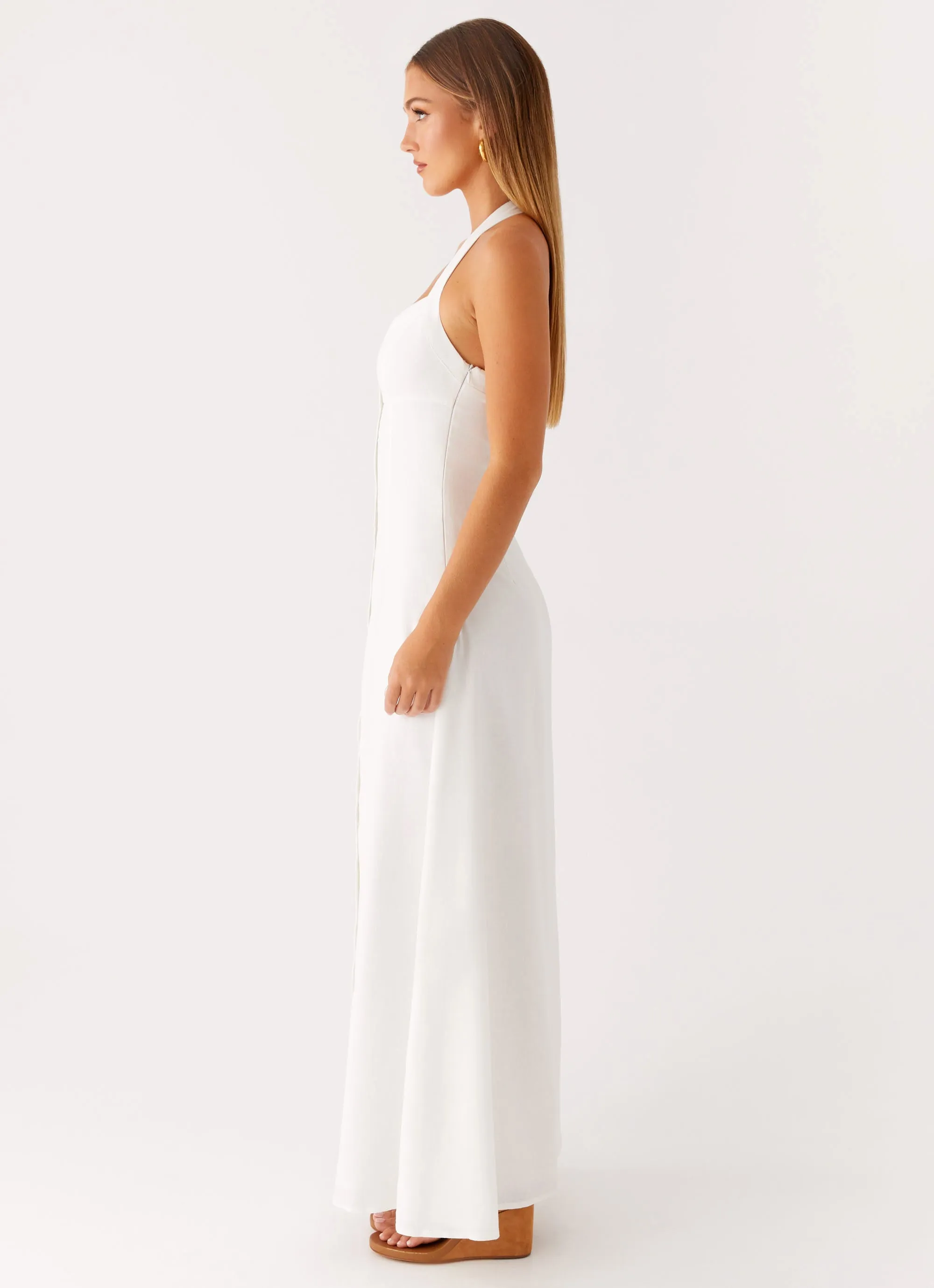 Jovanni Maxi Dress - White Checkered Print