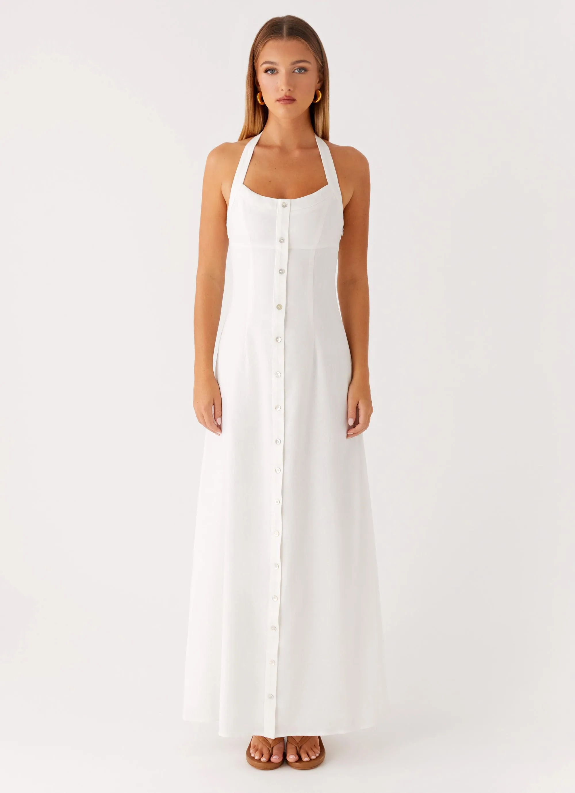 Raw edge Jovanni Maxi Dress - White