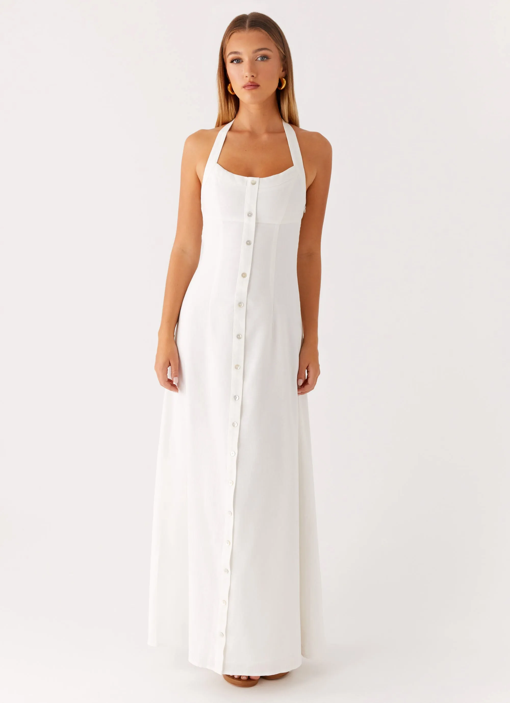 Fitted Design slim fit Jovanni Maxi Dress - White