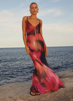 Chic and Breezy Charley Maxi Dress - Pink Print Charley Maxi Dress - Pink Print Easy Lovely Empire-Waist