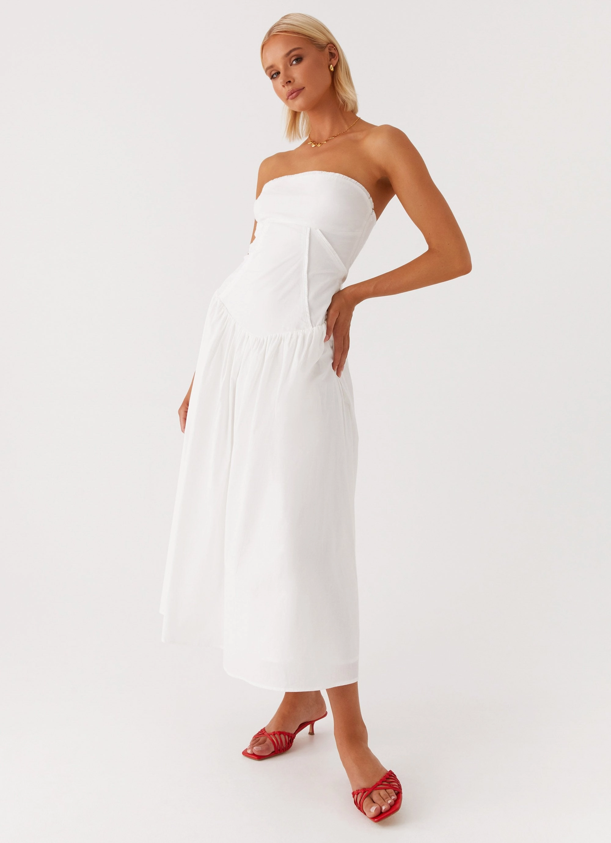 Larnie Midi Dress - White Subtle Finish