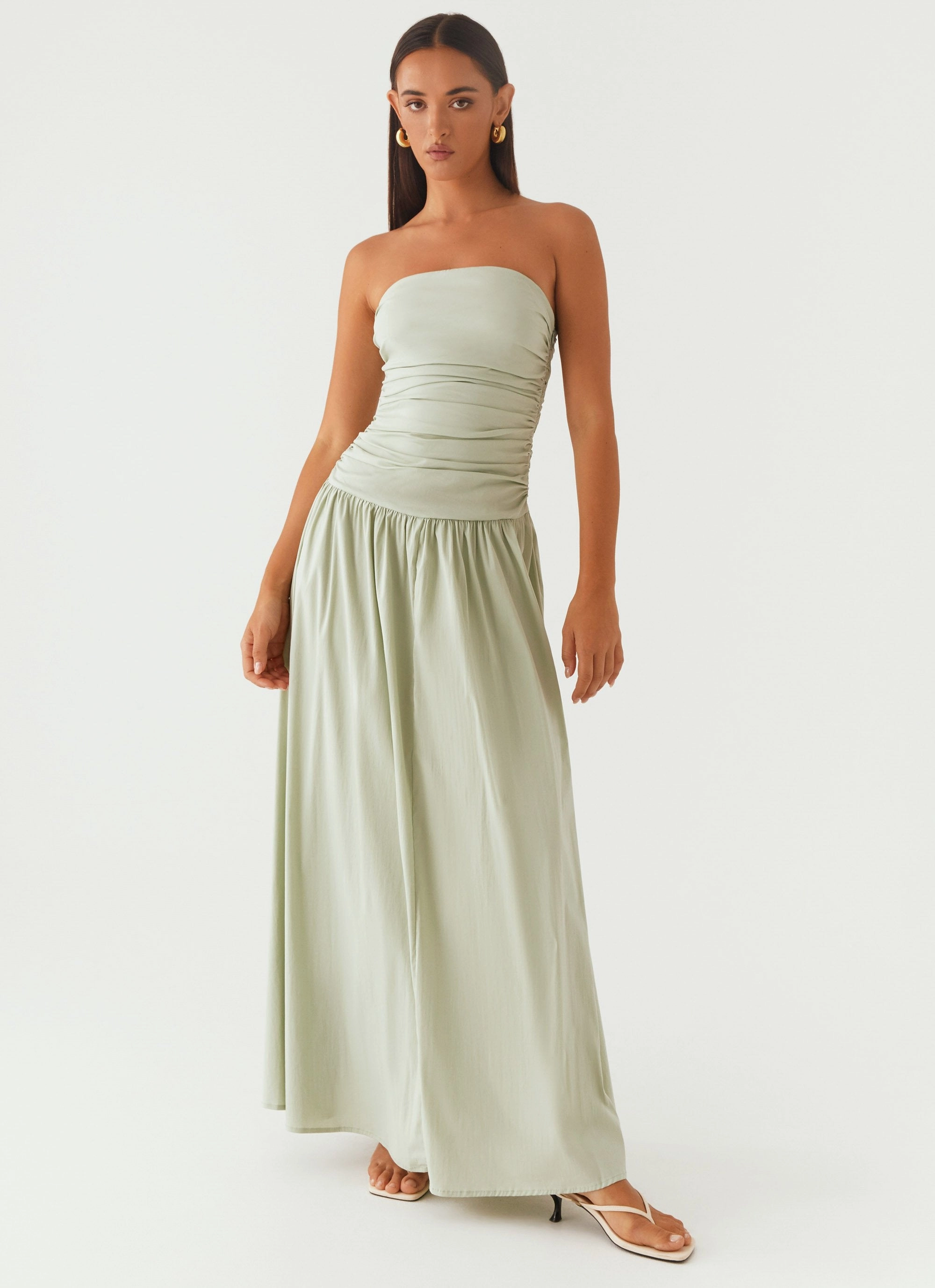 Smooth Outline Breathable wear Carmel Maxi Dress - Sage