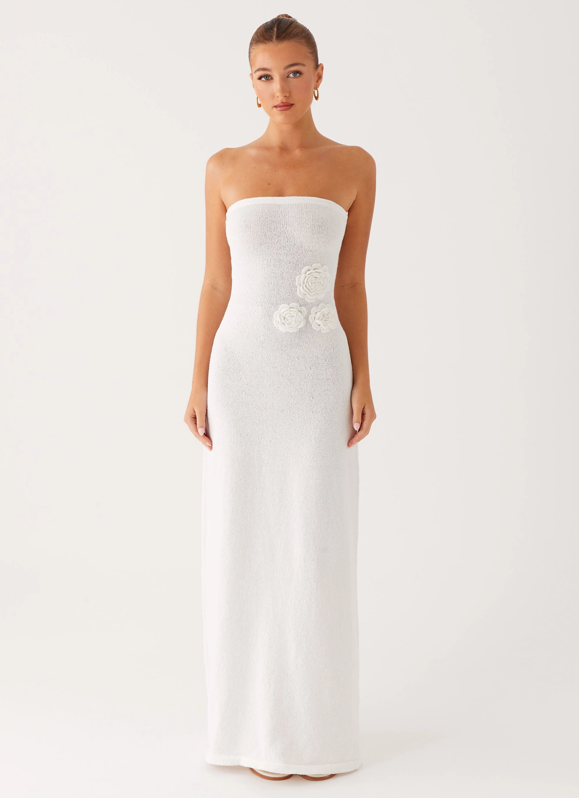 Arli Strapless Maxi Dress - Ivory Feminine Mood Confident Mood