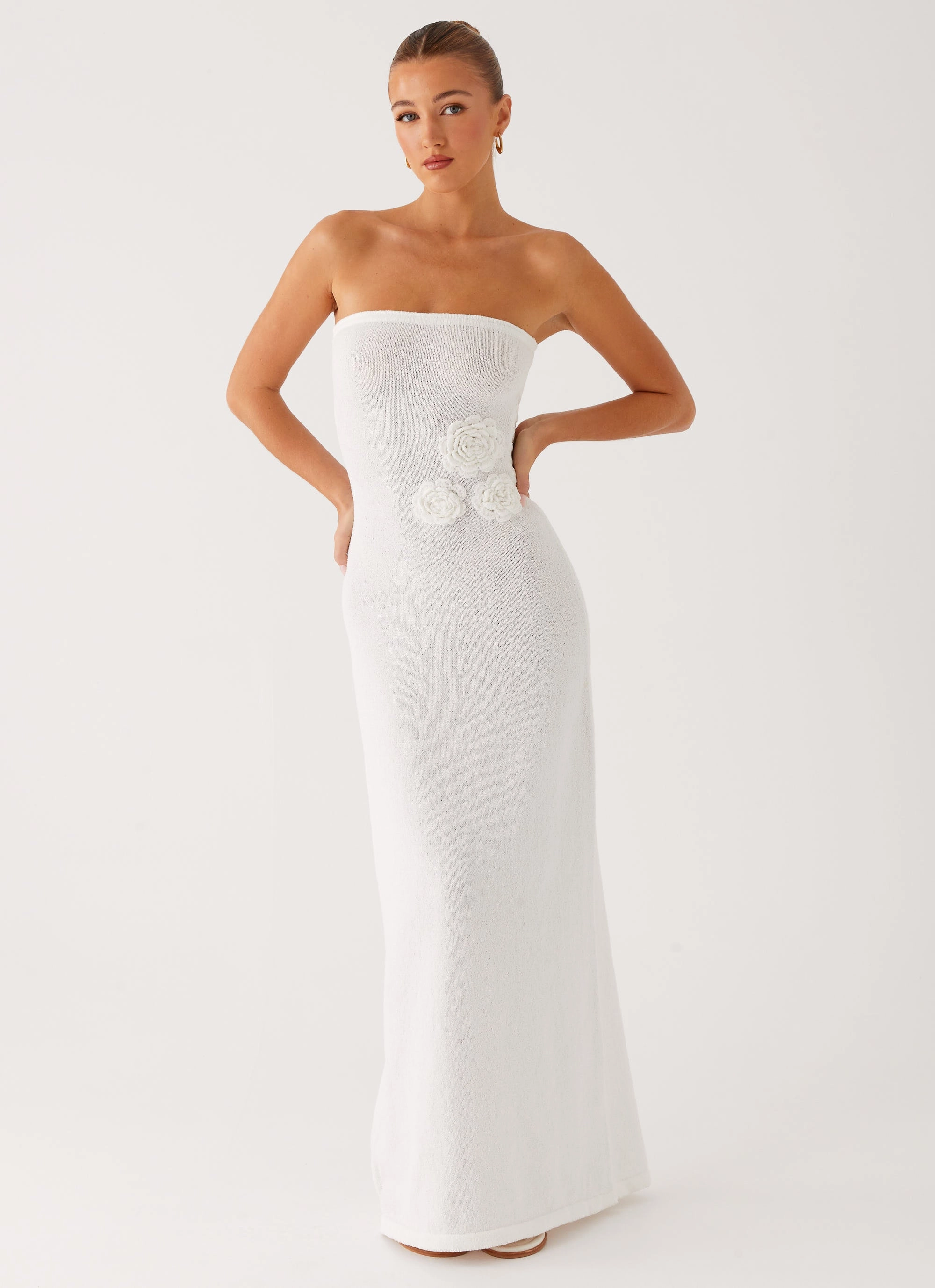 Arli Strapless Maxi Dress - Ivory Pure Color