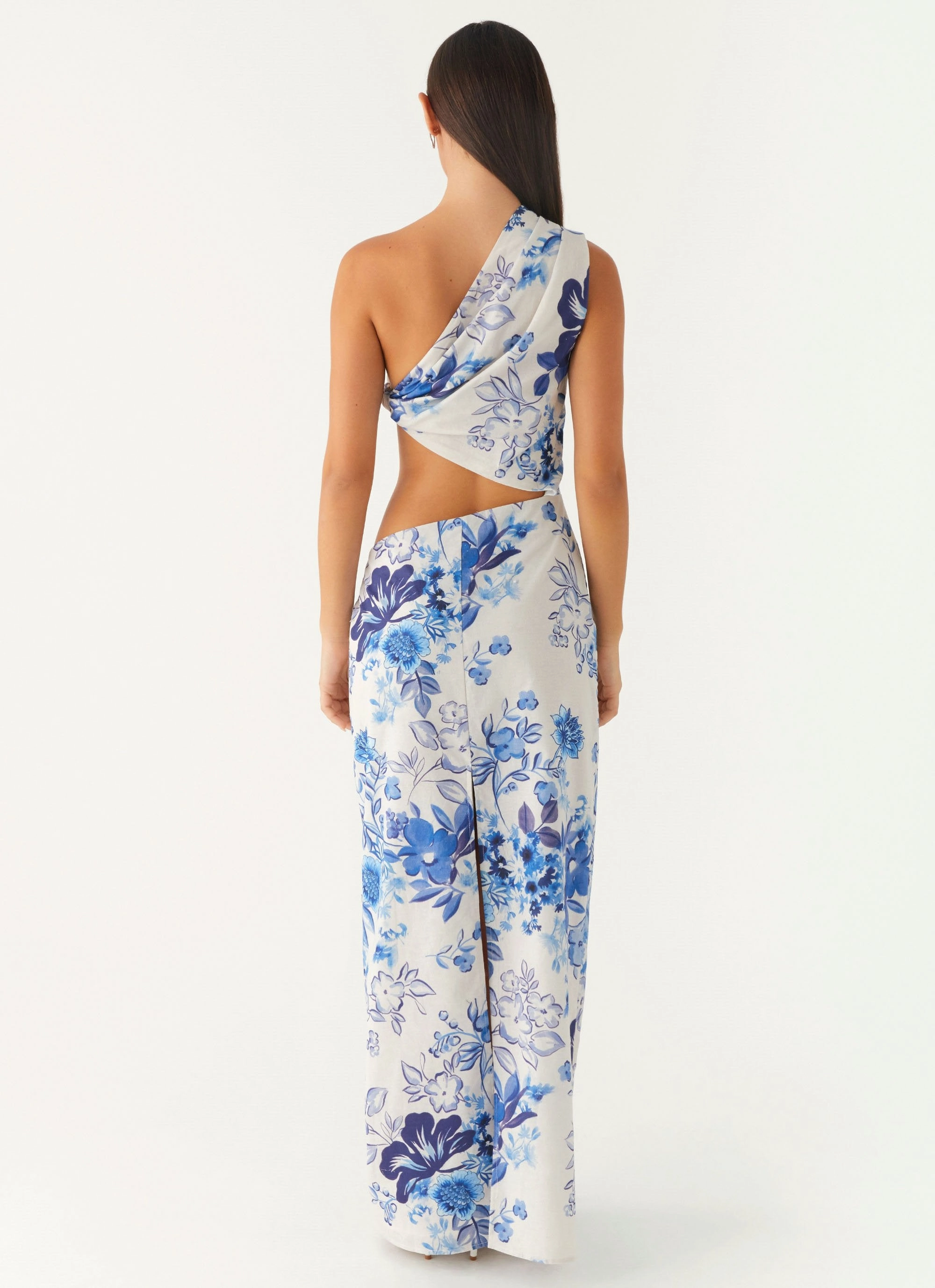 All Summer Long Maxi Dress - Serene Sky Floral Pearl-Detail breathable-mesh