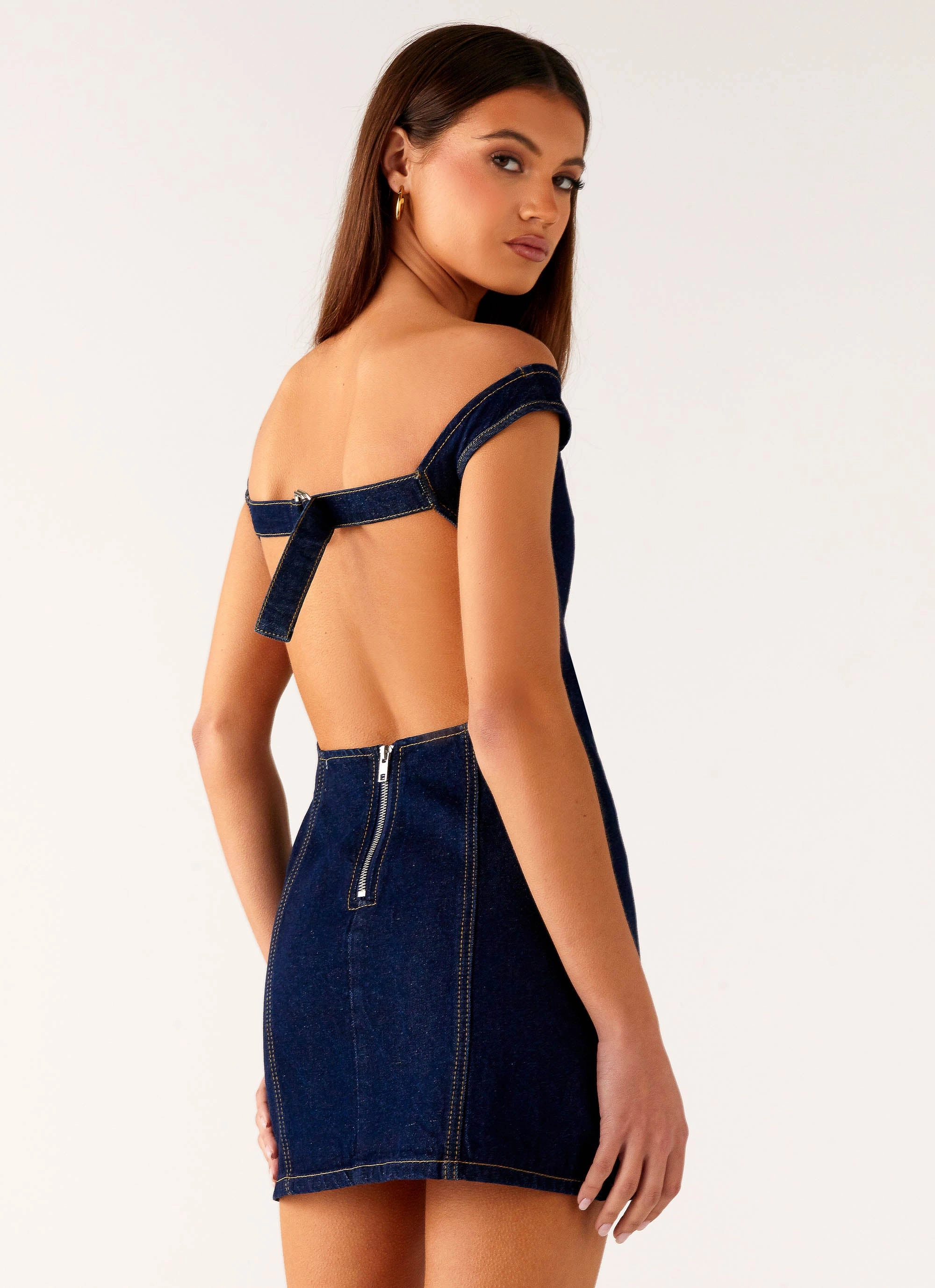 Soft and Relaxed Bonnie Denim Mini Dress - Indigo