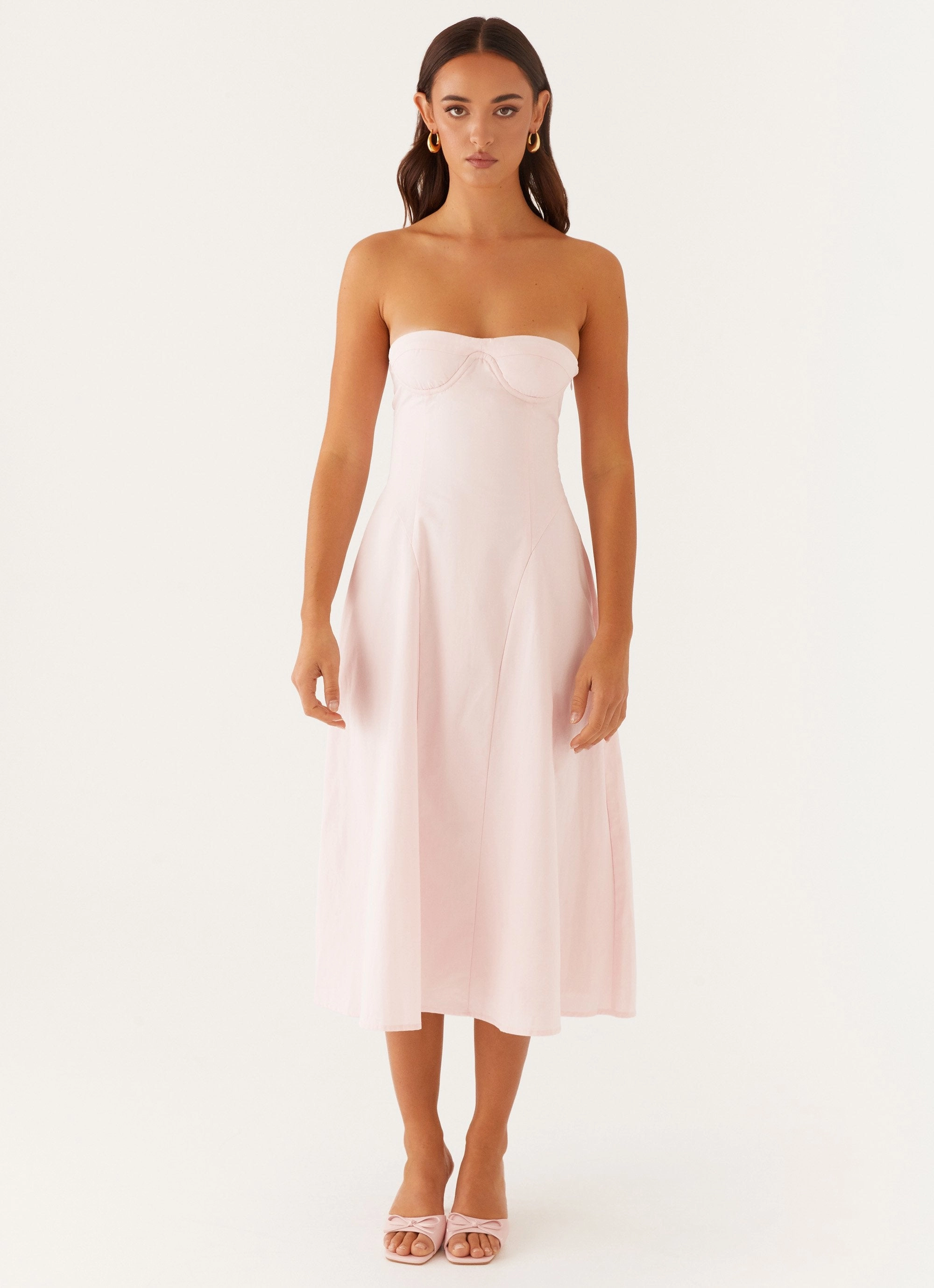 Tactile Feel Maika Strapless Midi Dress - Pink