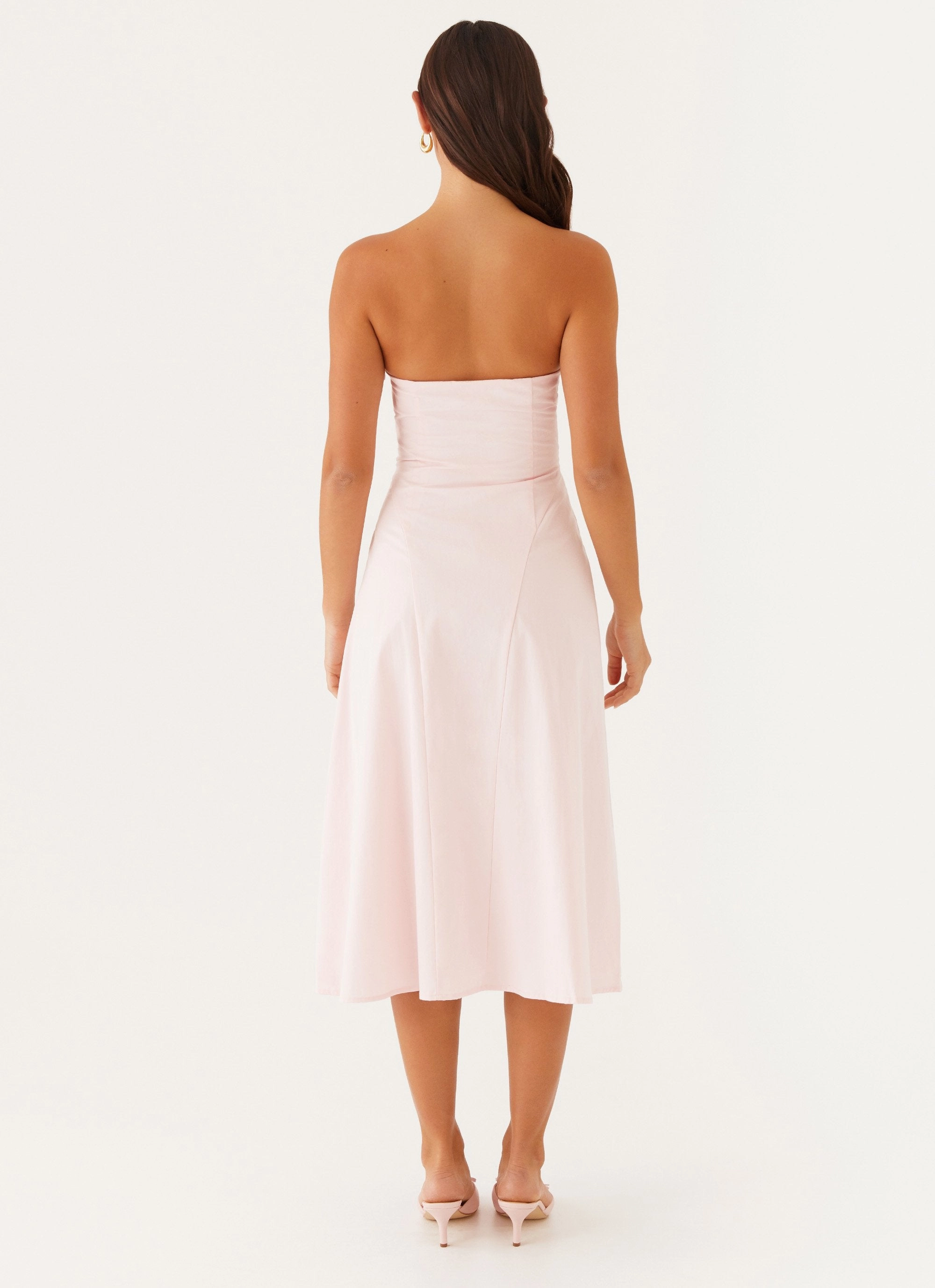 Maika Strapless Midi Dress - Pink Dainty Finish Comfortable Layer