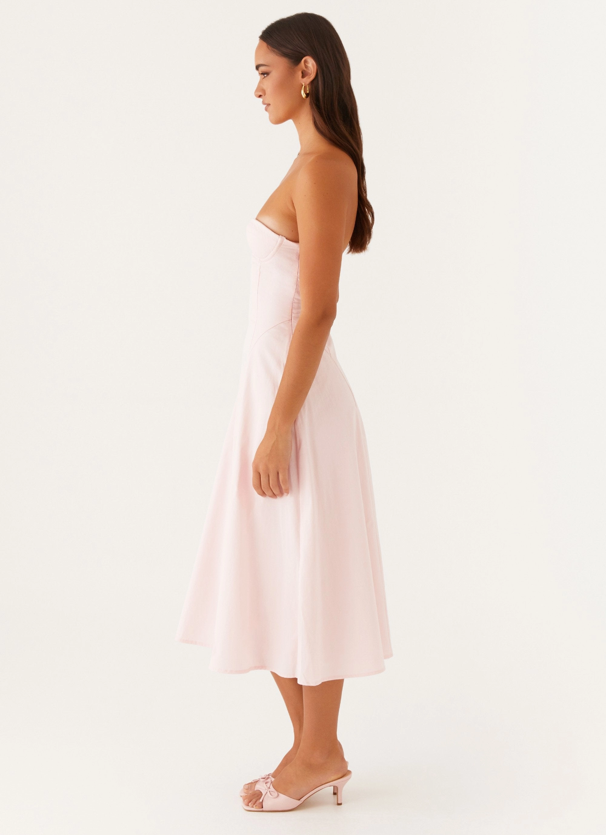Maika Strapless Midi Dress - Pink Sophisticated Appeal