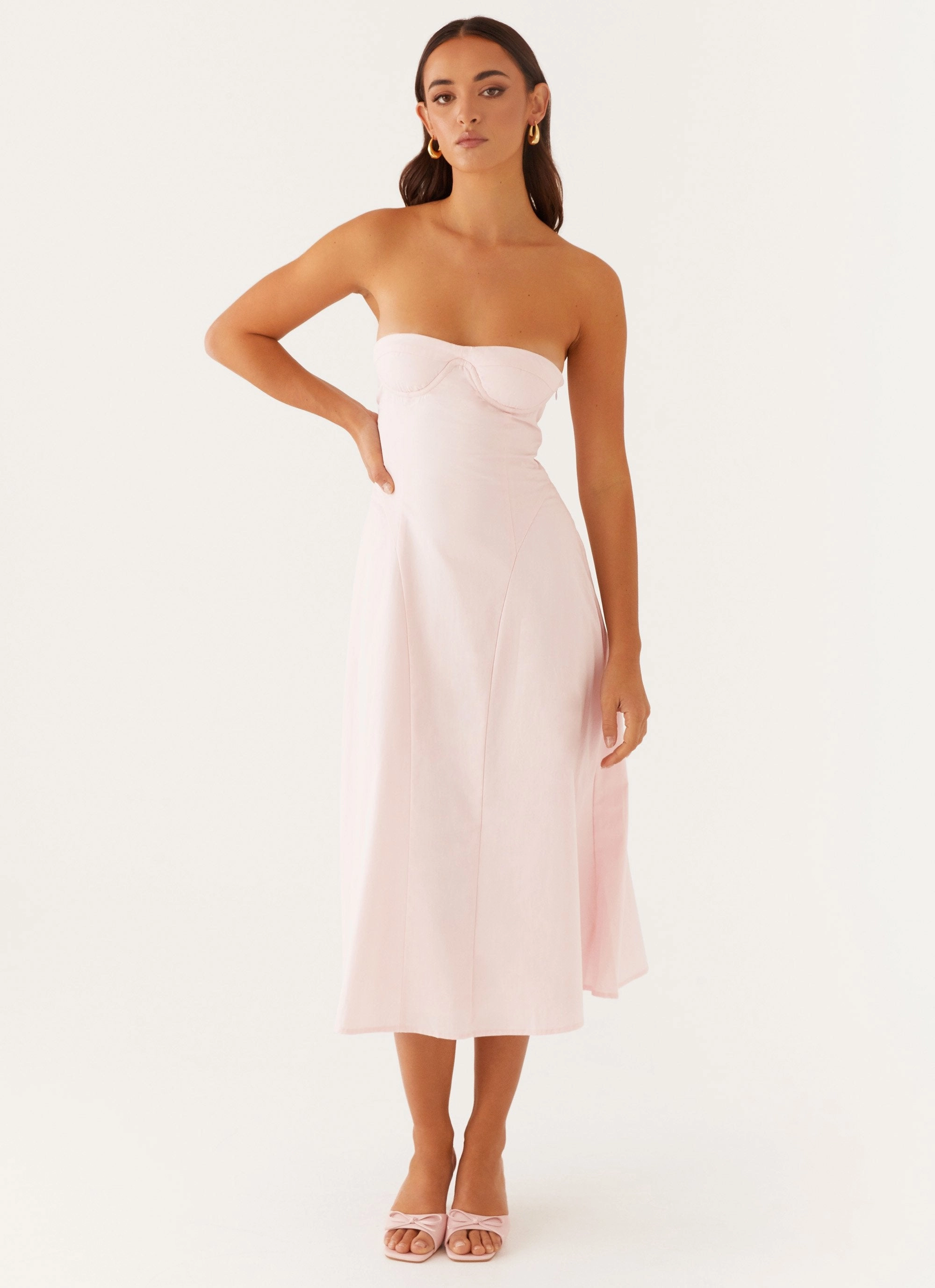 Mood Edge Maika Strapless Midi Dress - Pink
