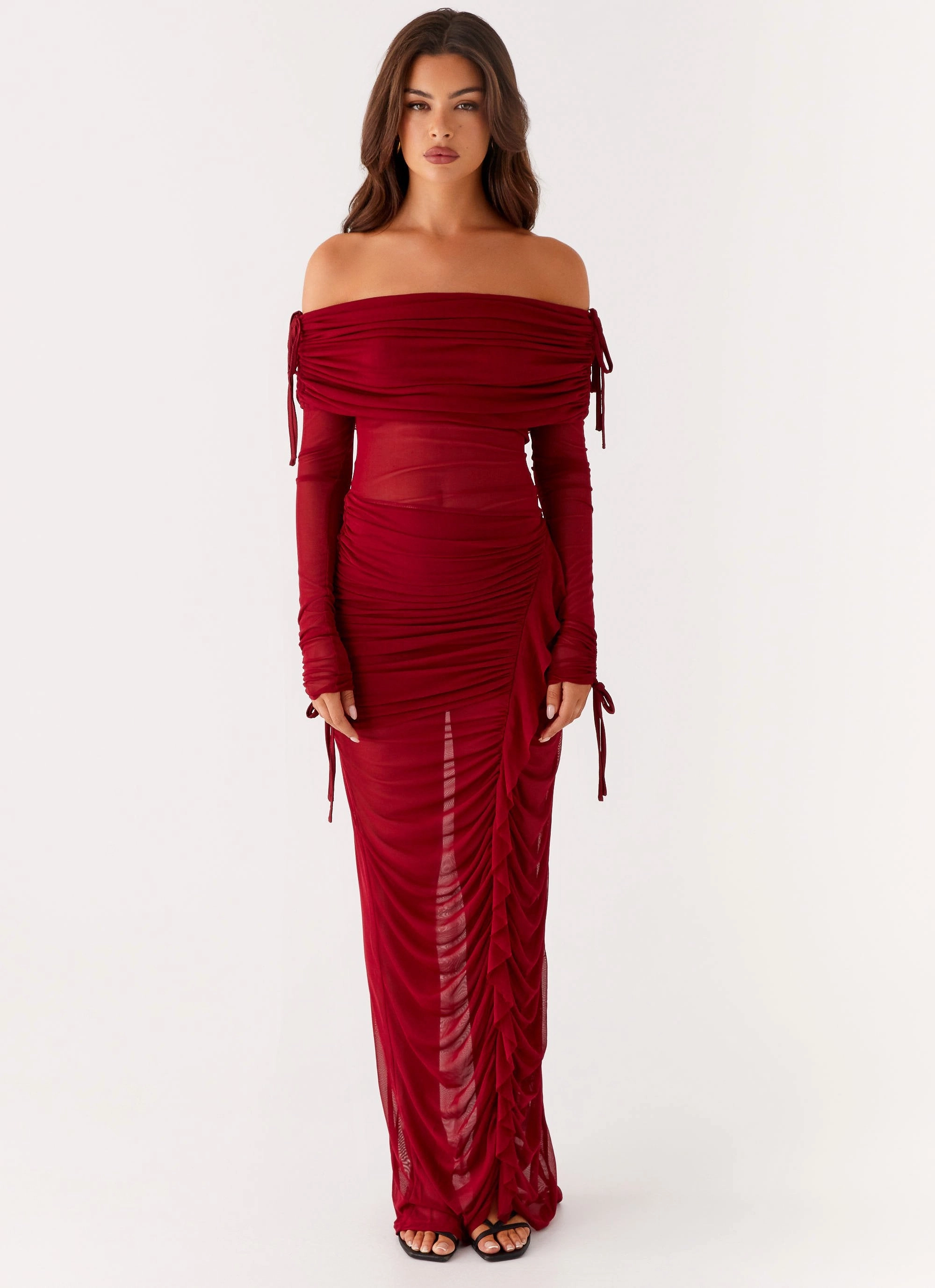Sleek Flex Teala Mesh Maxi Dress - Red