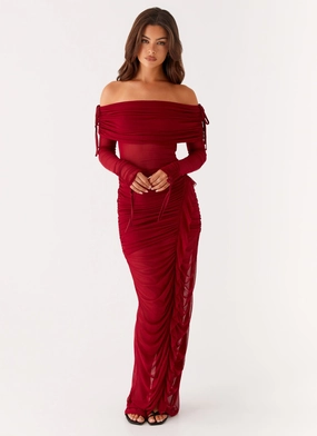 Chic Wear Teala Mesh Maxi Dress - Red Teala Mesh Maxi Dress - Red Anti-Static-Finish Comfortable and Flattering