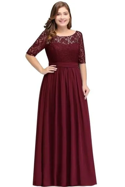 Chiffon Lace Long Elegant Evening Dresses Plus Size