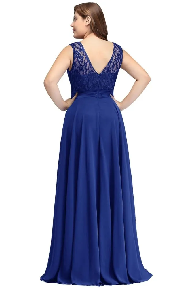 Chiffon Lace Long Elegant Evening Dresses Plus Size