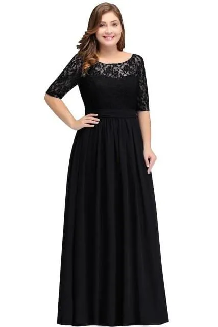 Chiffon Lace Long Elegant Evening Dresses Plus Size