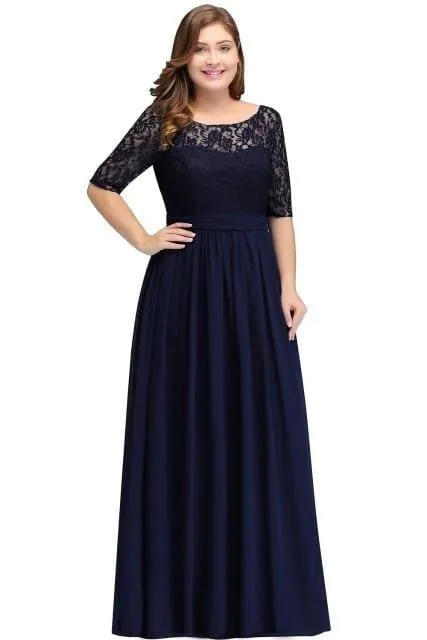Chiffon Lace Long Elegant Evening Dresses Plus Size