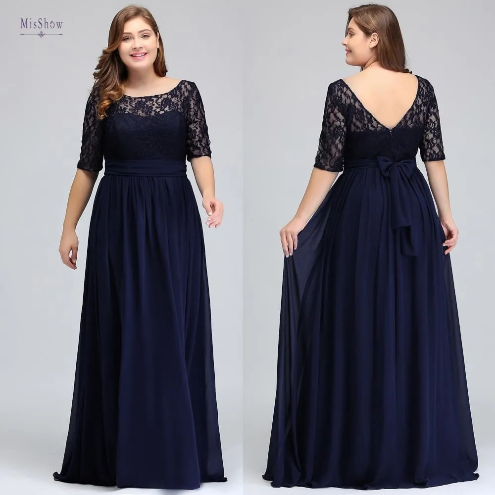 Chiffon Lace Long Elegant Evening Dresses Plus Size