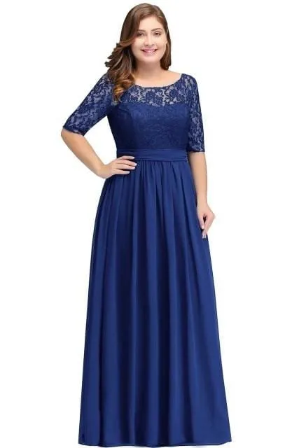 Chiffon Lace Long Elegant Evening Dresses Plus Size