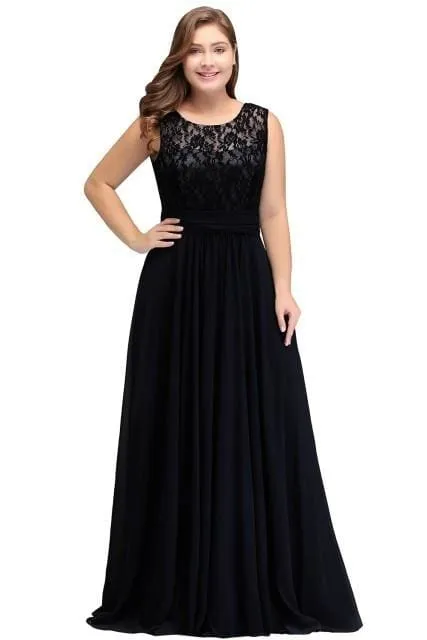 Chiffon Lace Long Elegant Evening Dresses Plus Size