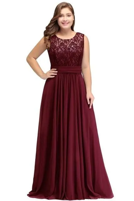 Chiffon Lace Long Elegant Evening Dresses Plus Size