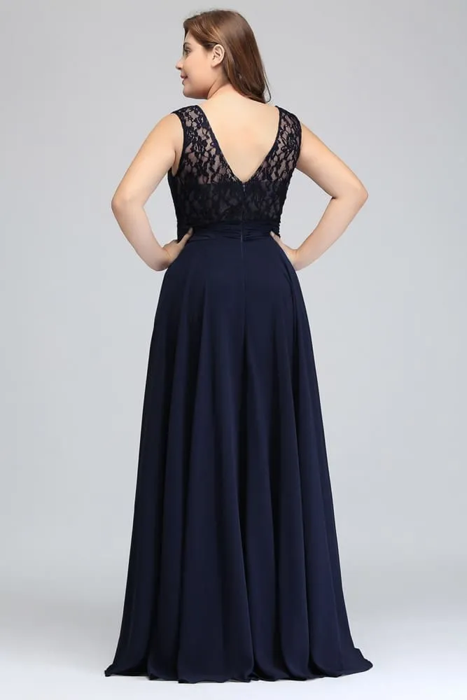 Chiffon Lace Long Elegant Evening Dresses Plus Size