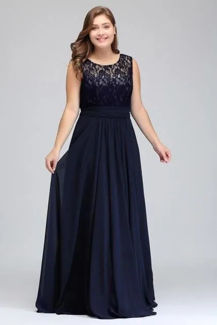 Chiffon Lace Long Elegant Evening Dresses Plus Size