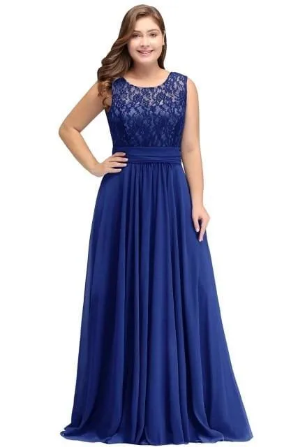 Chiffon Lace Long Elegant Evening Dresses Plus Size