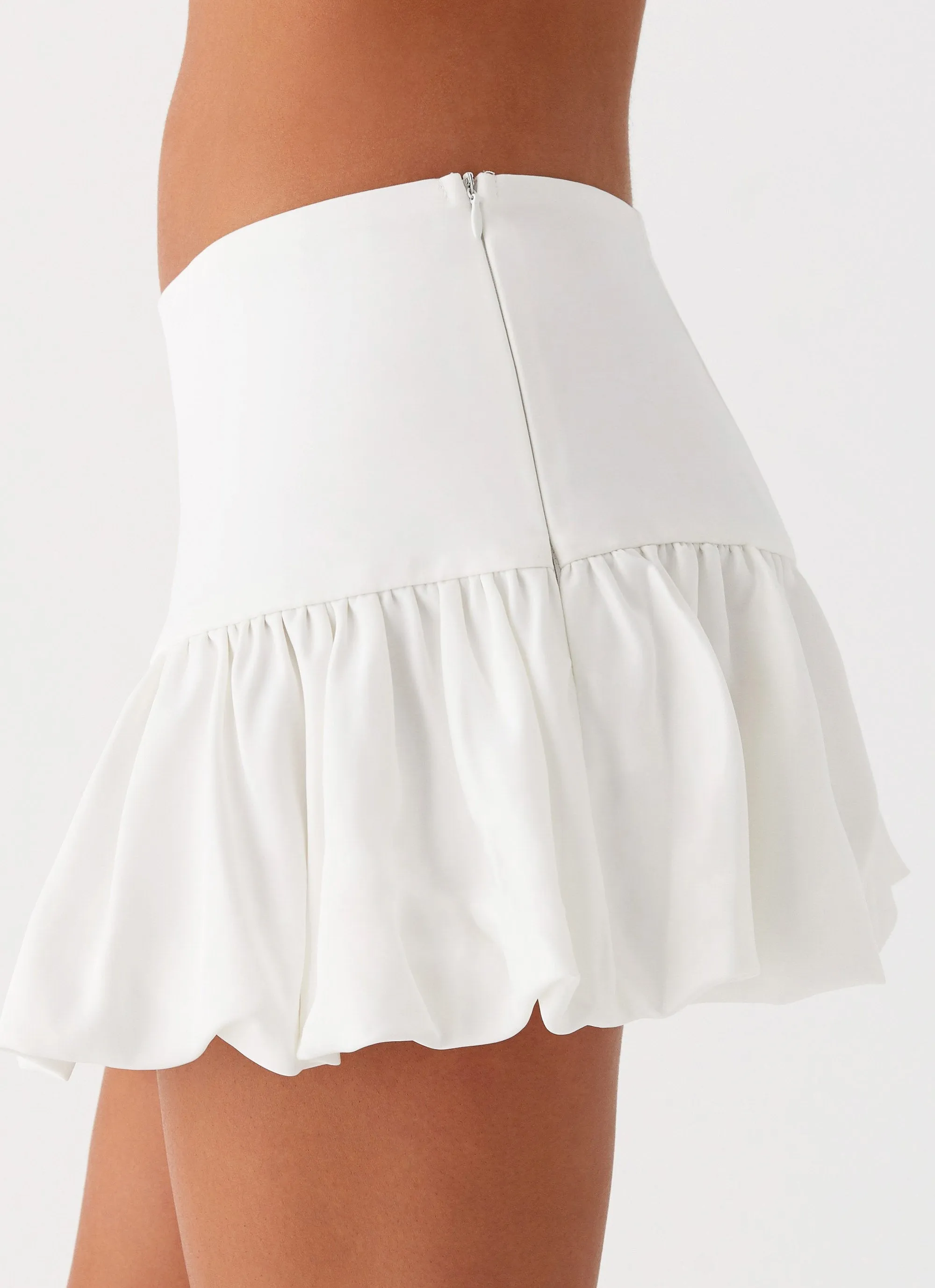 Sweet Thing Bubble Hem Mini Skirt - White Trendy Mood