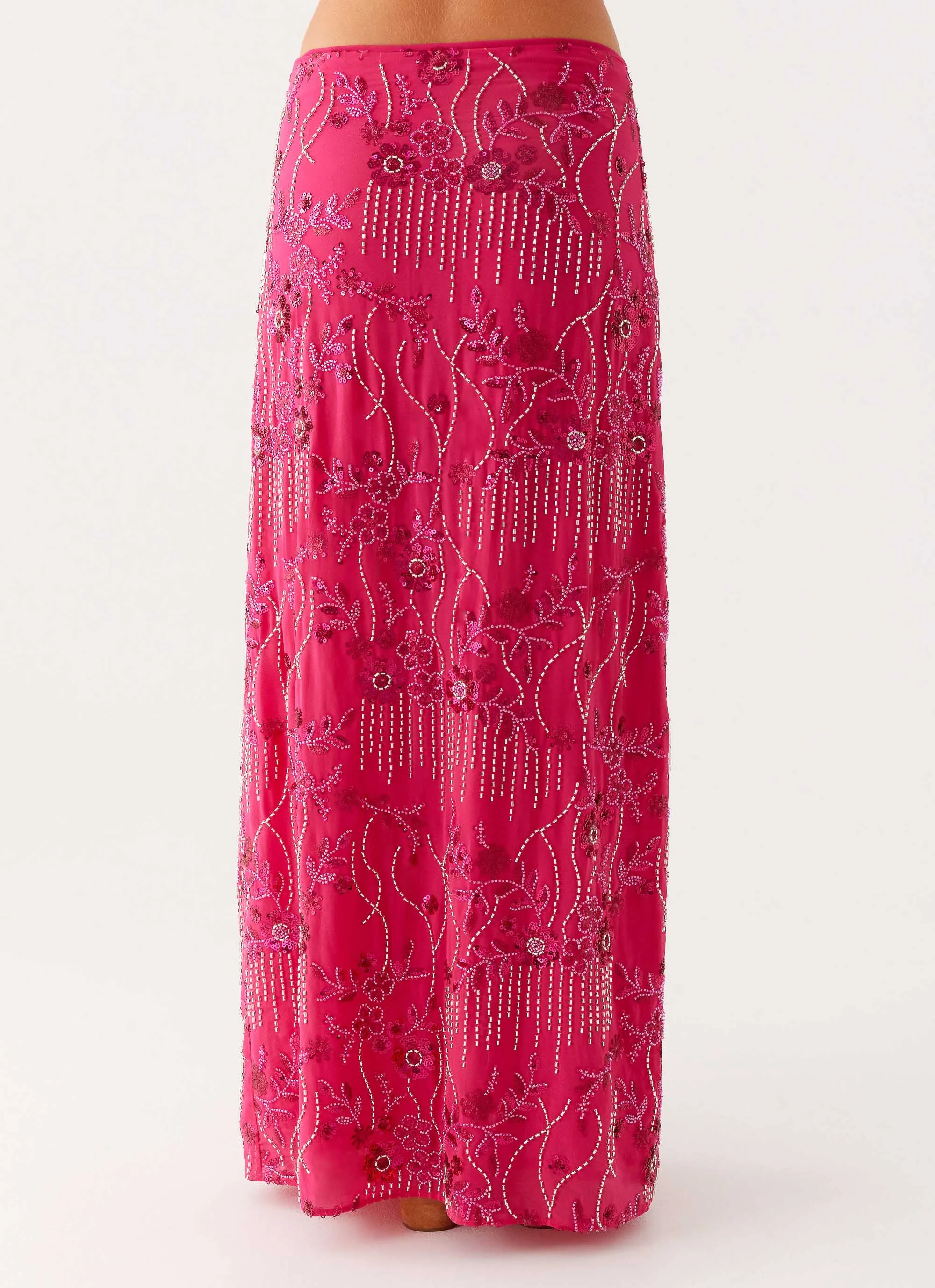 Corinna Low Rise Sequin Maxi Skirt - Fuchsia Resale Value High Elasticity Material