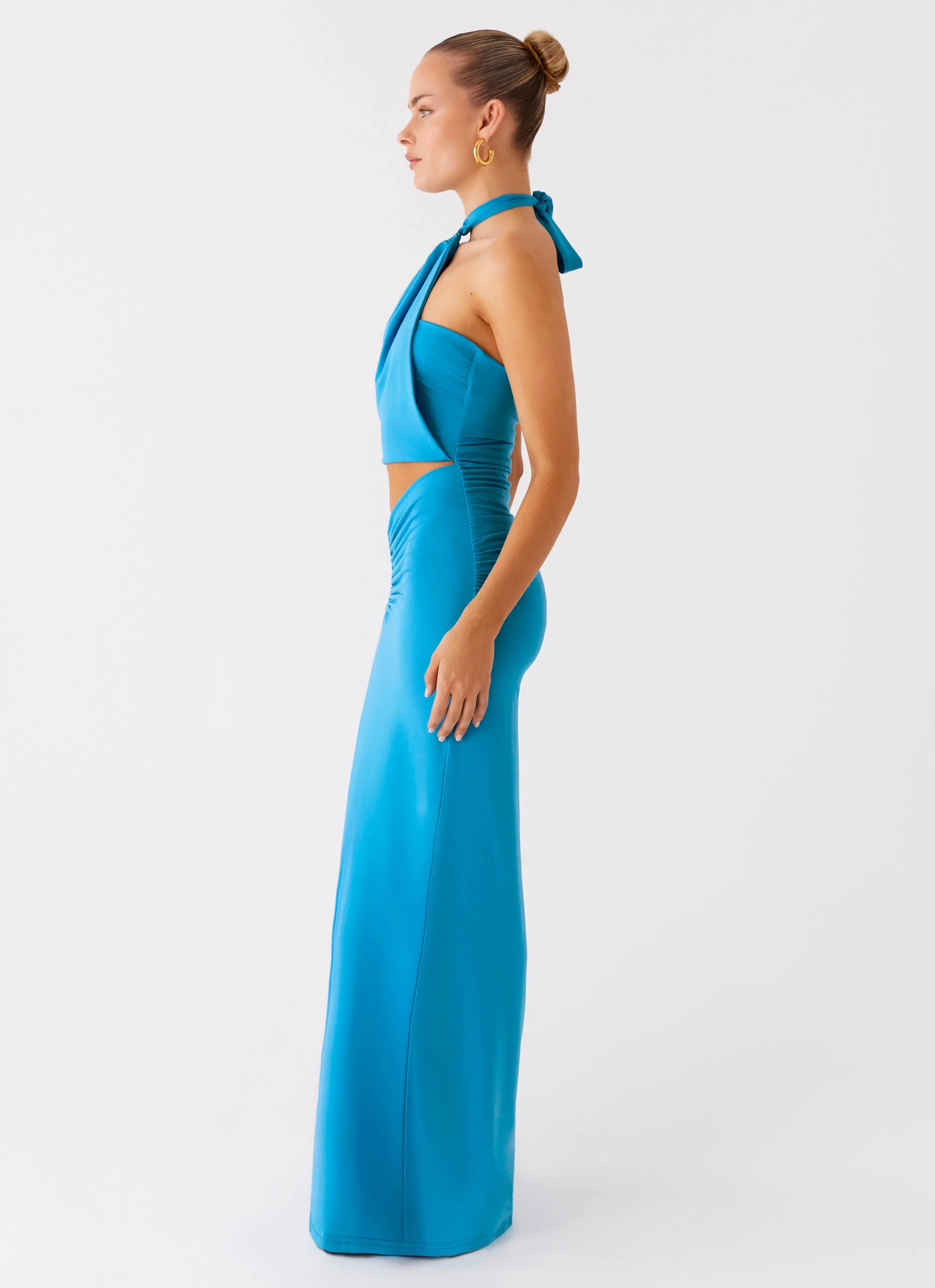 Casual Sophistication Chiquita Halter Maxi Dress - Turquoise Blue