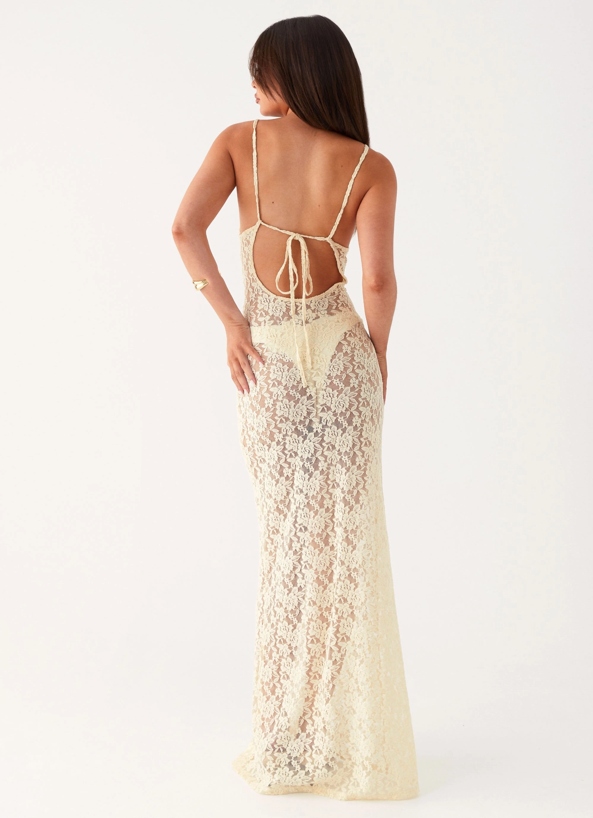 Promised Land Lace Maxi Dress - Ivory Adjustable-Straps