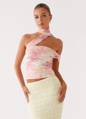 Christal Scarf Top - Floral Print Adaptive Stretch Fabric Christal Scarf Top - Floral Print Textured Fabric Finish TemperatureRegulating Fabric