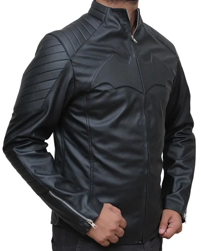 Christian Bale Batman Begins Black Leather Jacket