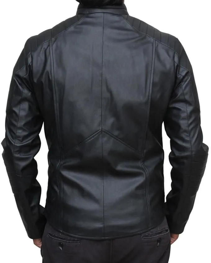 Christian Bale Batman Begins Black Leather Jacket
