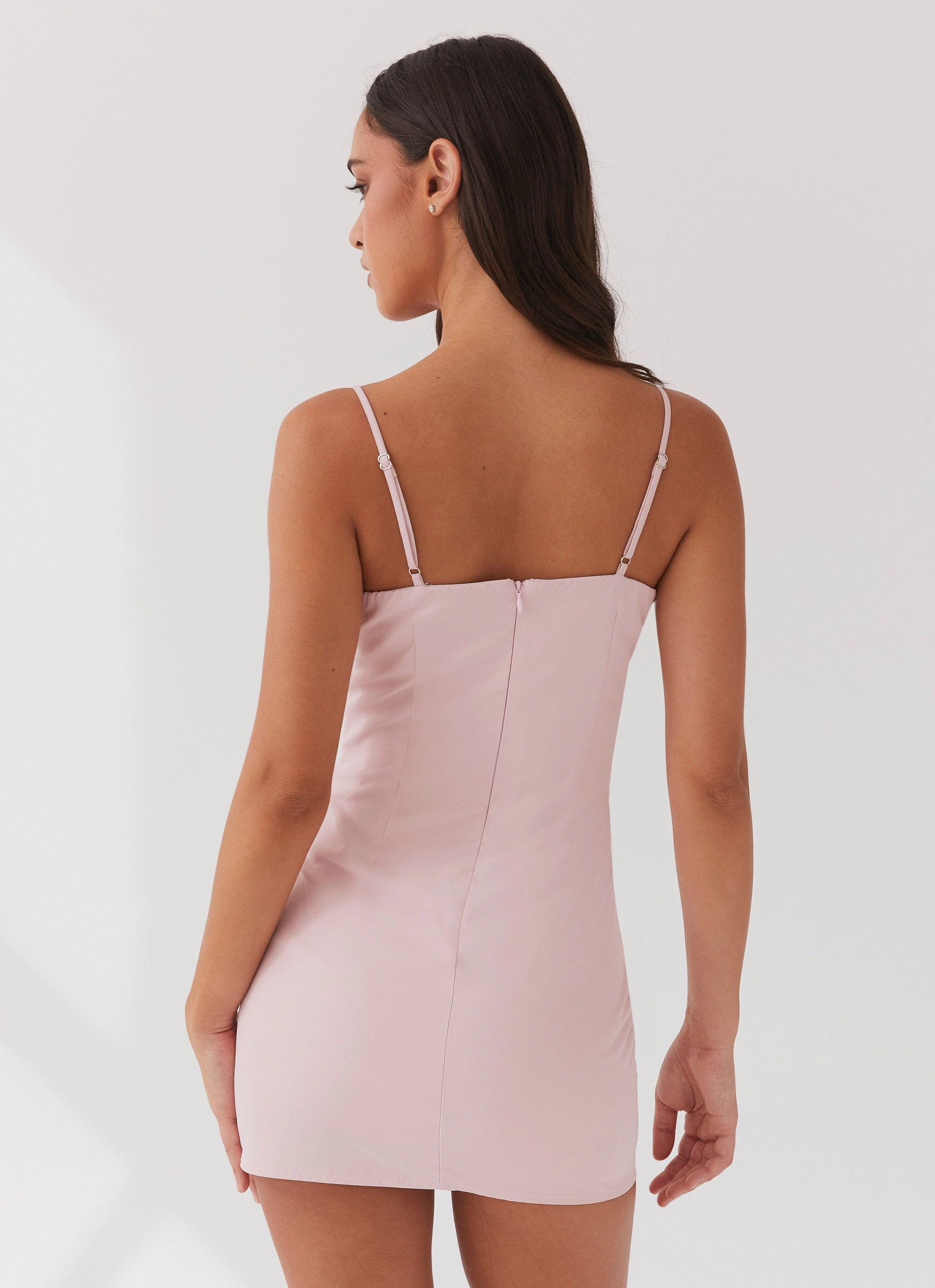 Soft Finish Chic Layering Christina Lace Up Mini Dress - Lavender