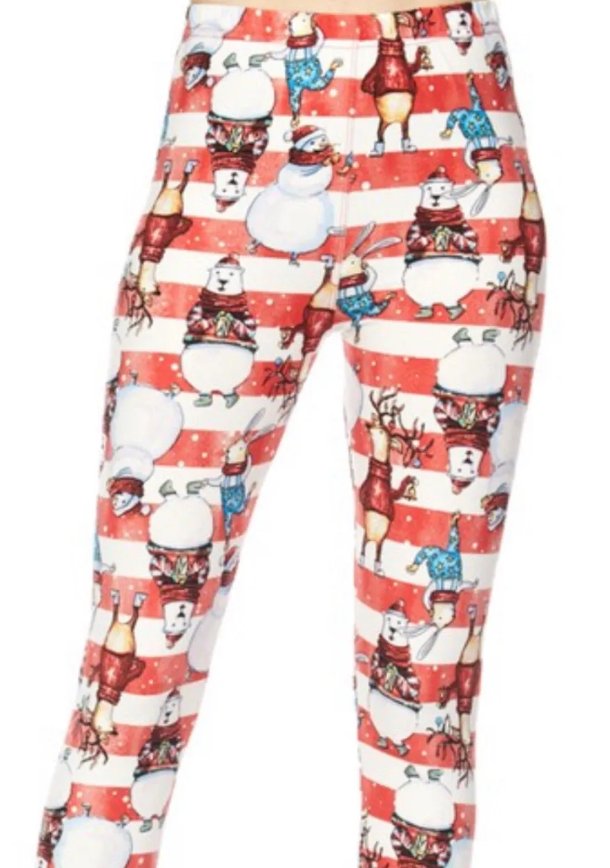 Christmas Bear & Reindeer Print Brushed BUTTER SOFT PLUS SIZE Leggings
