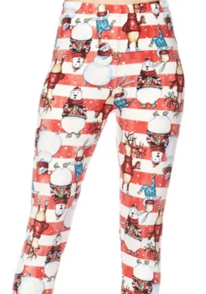 Christmas Bear & Reindeer Print Brushed BUTTER SOFT PLUS SIZE Leggings