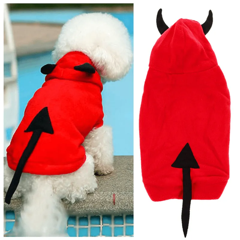Christmas Pet Dog Cat Outstanding Devil Clothes Puppy Winter Warm Costume Red Coats Outterwear