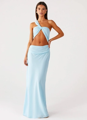 Removable-Straps Cindelle One Shoulder Maxi Dress - Turquoise
