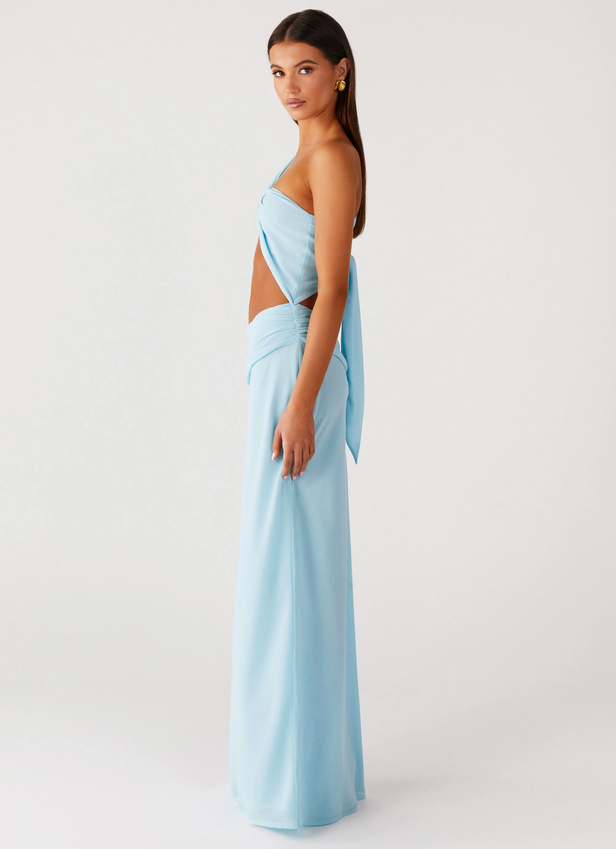 Cindelle One Shoulder Maxi Dress - Turquoise Soft-touch daywear Seamless Finish