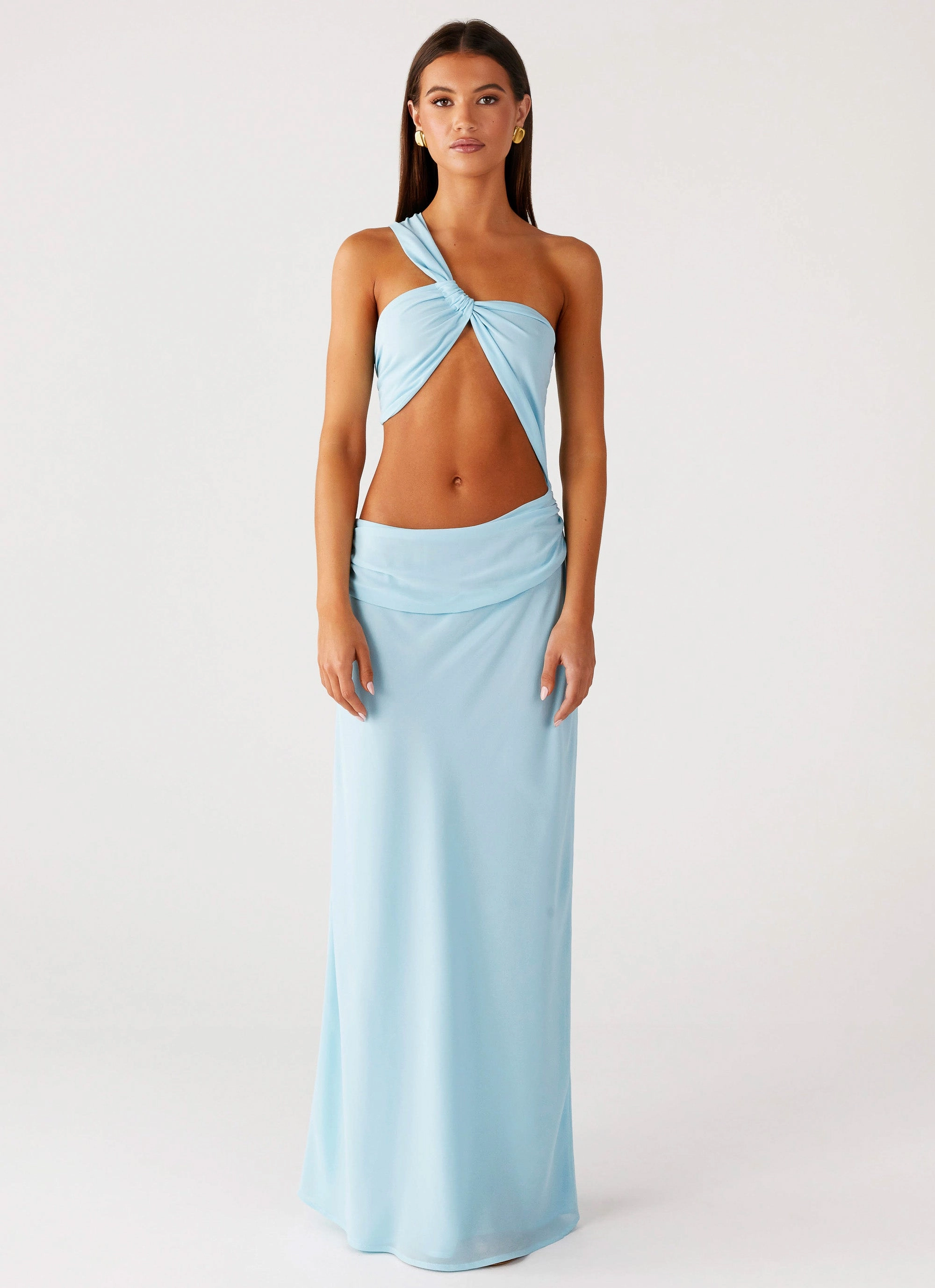 Modest Light Cindelle One Shoulder Maxi Dress - Turquoise