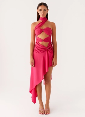 Circa Scarf Midi Dress - Hot Pink Mood Look Versatile party outfit