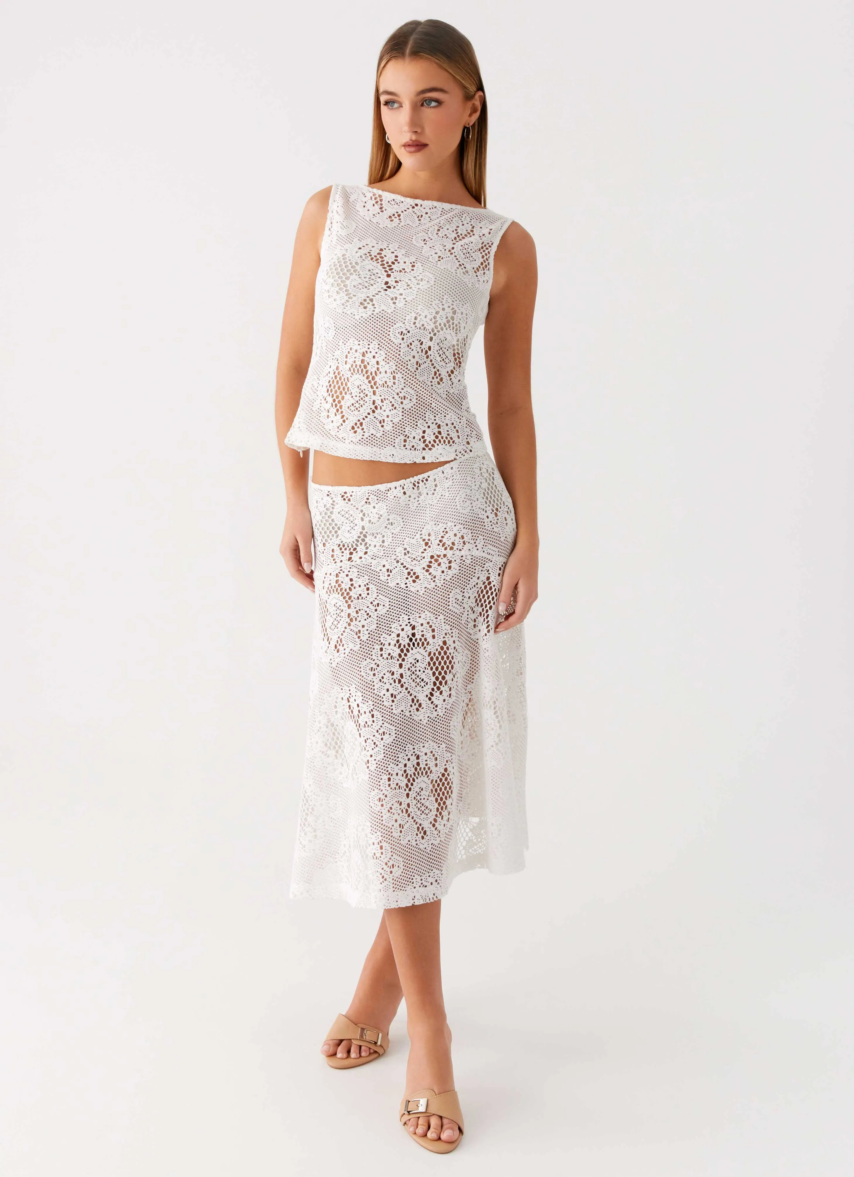 Virelle Lace Midi Skirt - Ivory Full Circle