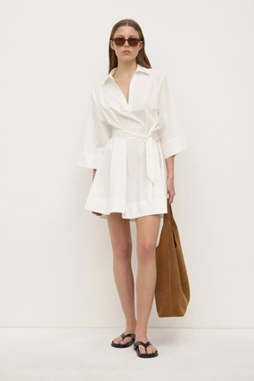 Claire Mini Shirt Dress Illusion Neckline Layered Fit Claire Mini Shirt Dress