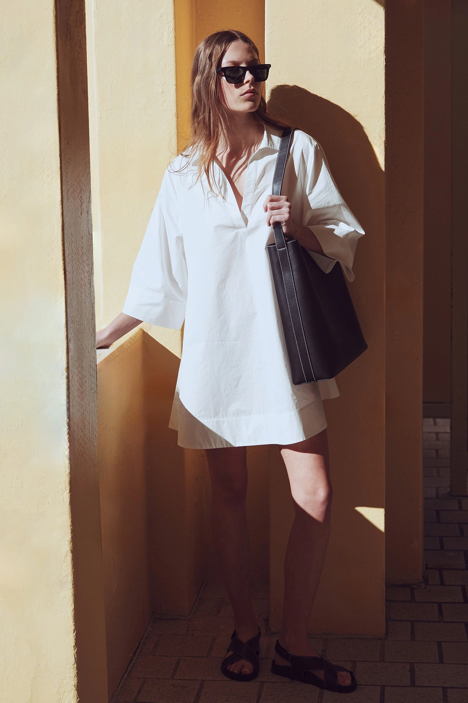 Flowing Texture Claire Mini Shirt Dress