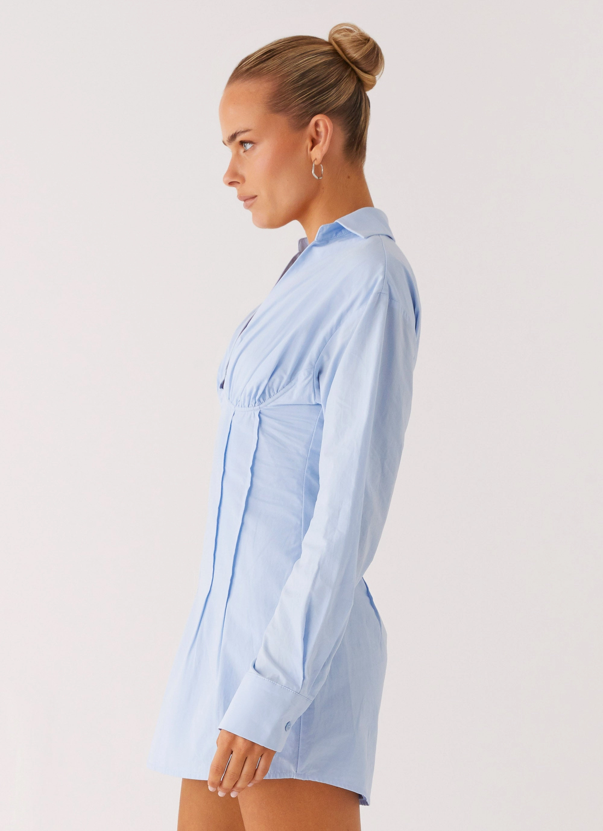 Style Ease Clancy Mini Shirt Dress - Blue