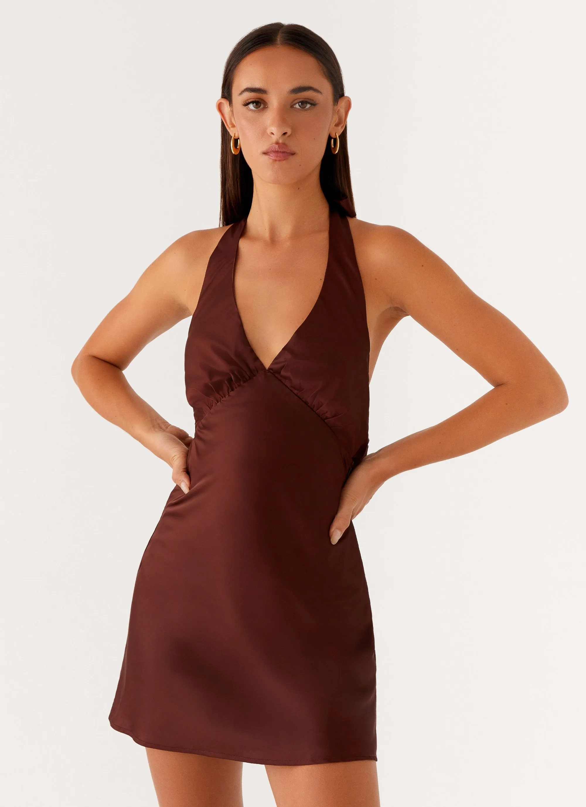 Heavy Hearted Mini Dress - Chocolate Sleek Silhouette